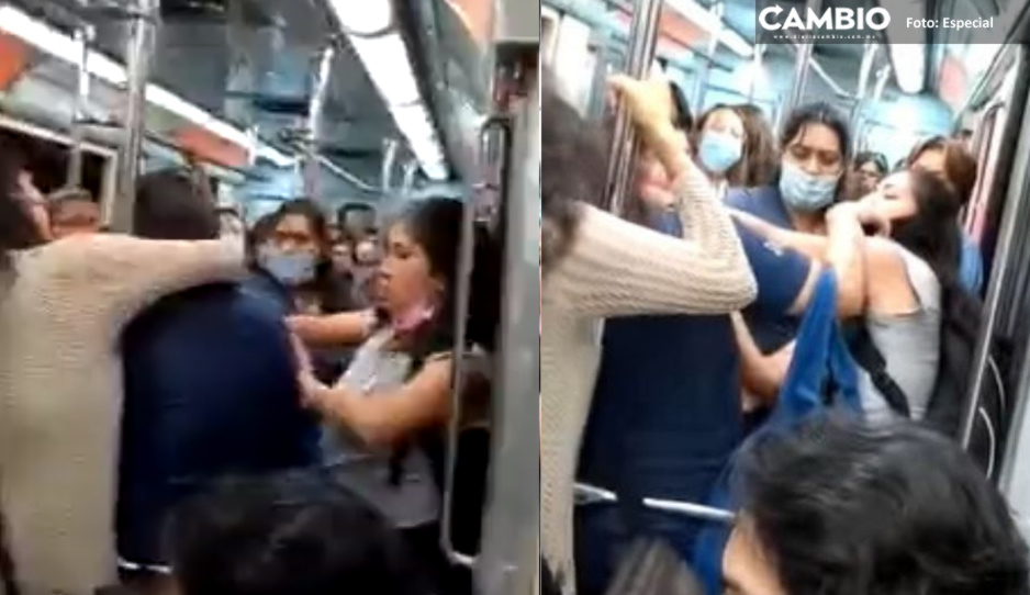¡Se armó la rebambaramba! Mujeres se desgreñan en el Metro por un lugar (VIDEO)