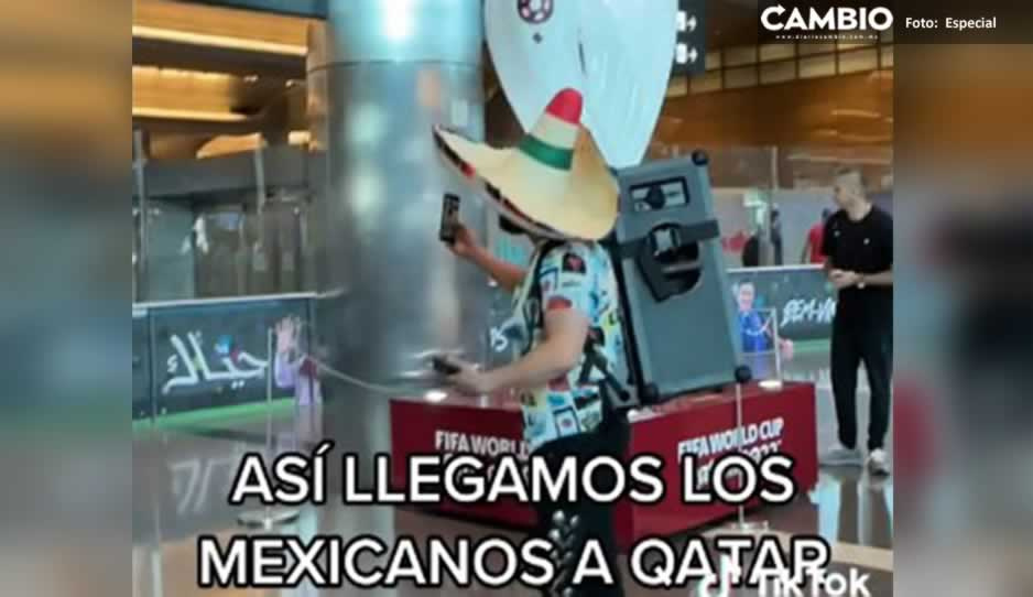 ¡Qué suene la música! Mexicano llega con megabocina y acapara atención en Qatar