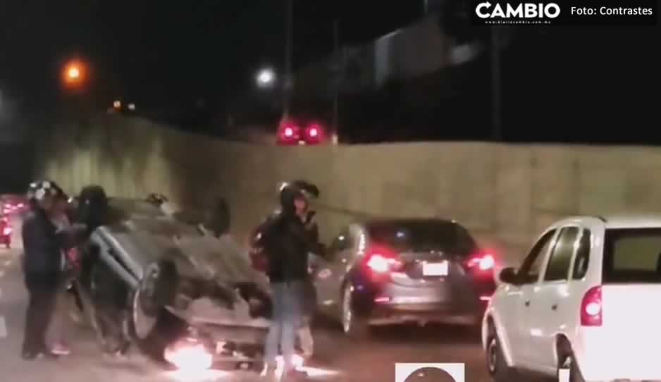 Ebrio al volante vuelca su unidad sobre Blvd. Carmelitas (VIDEO)