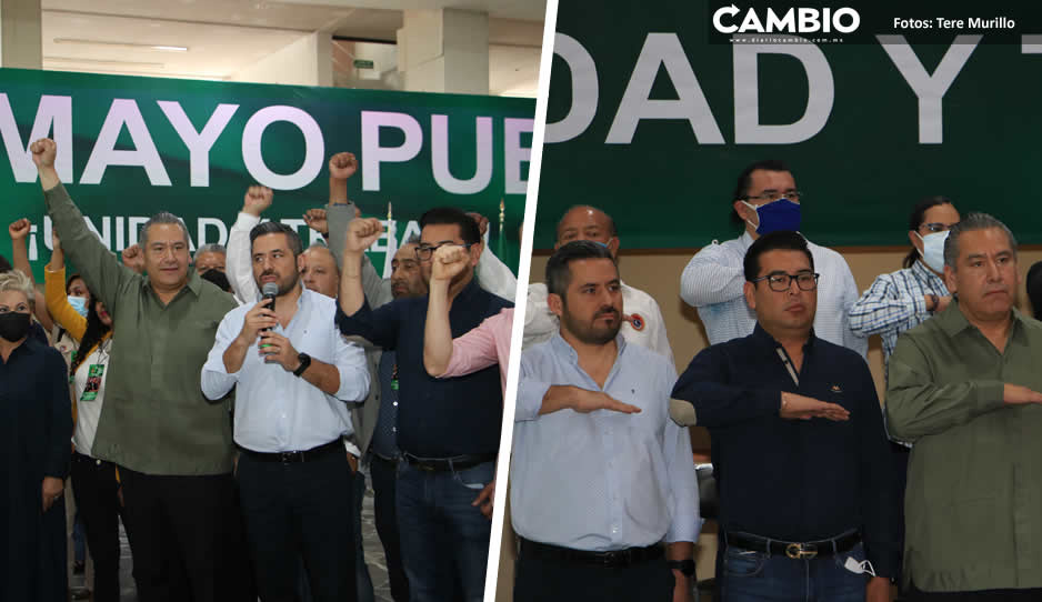 Adán Domínguez se exhibe en evento: el Ayuntamiento de Puebla es priista y cetemista (FOTOS Y VIDEO)