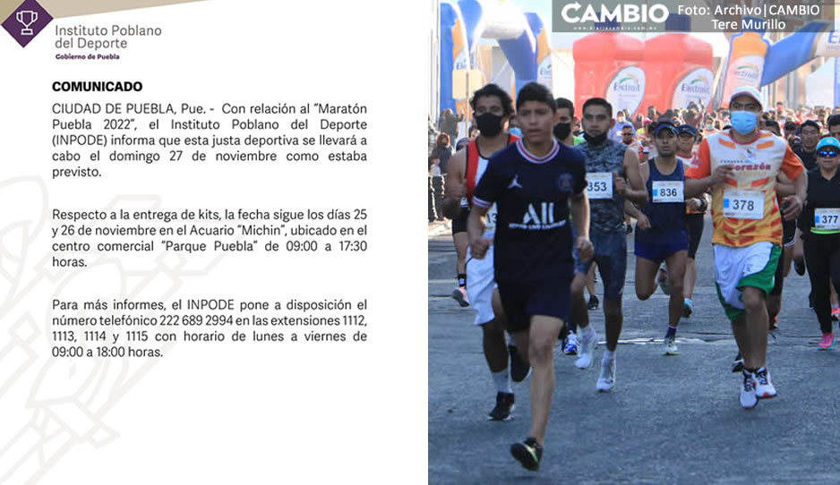 ¡Qué siempre sí! INPODE confirma regreso del Maratón de Puebla 2022 para el 27 de noviembre