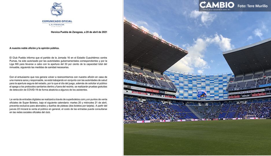 ¡Atención enfranjados! Desde 170 pesos cuestan los boletos para ver al Club Puebla vs Pumas