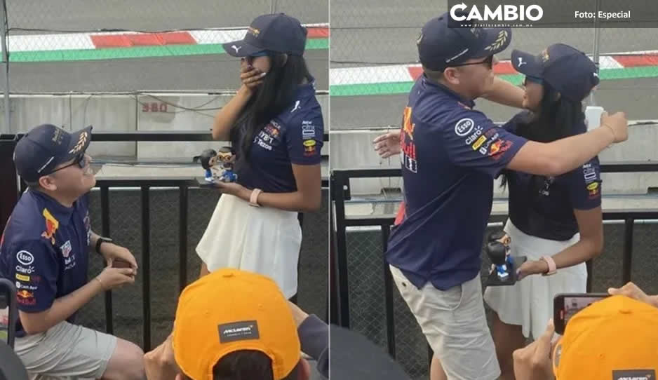 ¡Ya no quiero ser espectador! Novios se comprometen en el GP de México (VIDEO)