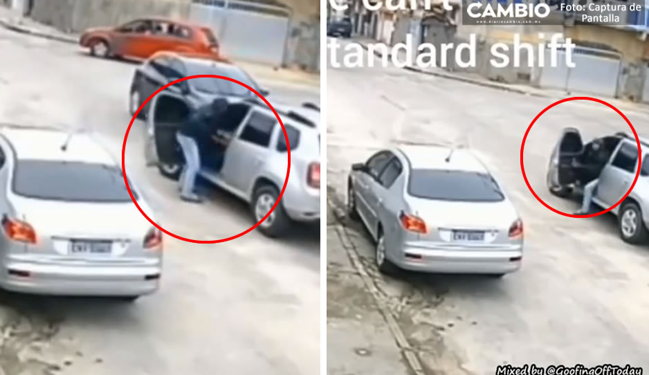 ¡El colmo! Ladrón intenta robar un auto, pero no sabe manejar estándar (VIDEO)