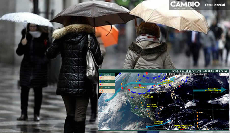 ¡A sacar la sombrilla! Frente frío 10 ocasionará lluvias torrenciales en Puebla
