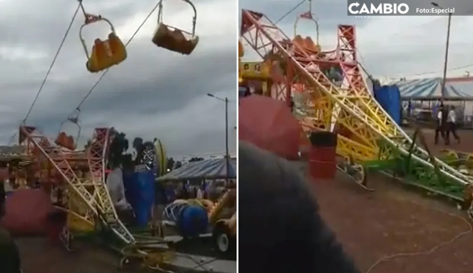 Pánico en la Feria de Ecatepec: torre de juego mecánico se desploma (VIDEO)