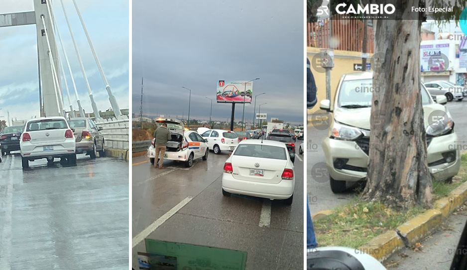 Lluvia desata caos vial en Puebla; se reportan al menos cuatro choques en menos de una hora