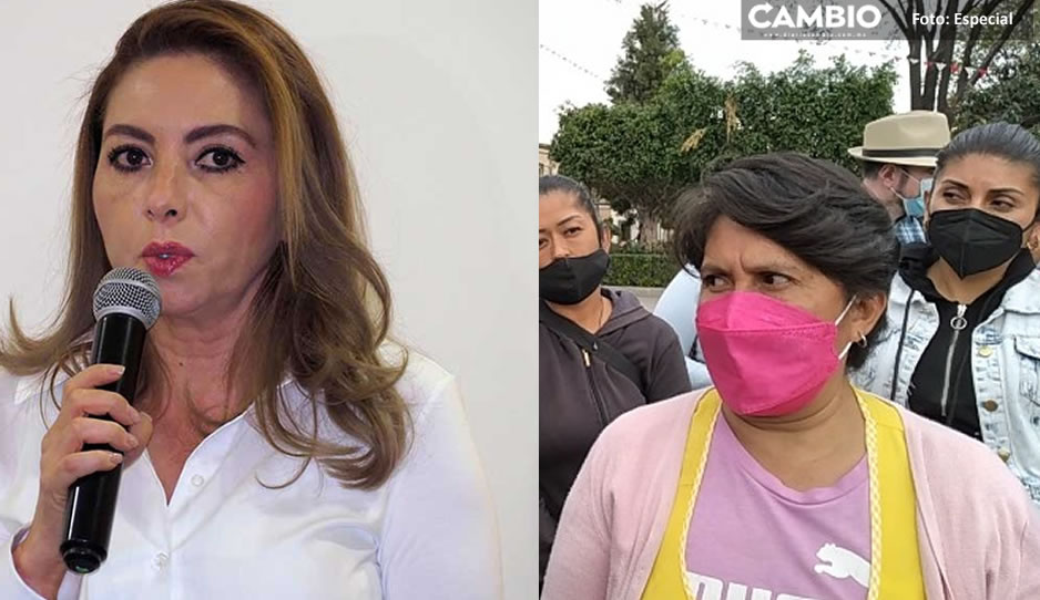 Paola Angón dobla las manos ante artesanos de San Pedro Cholula 