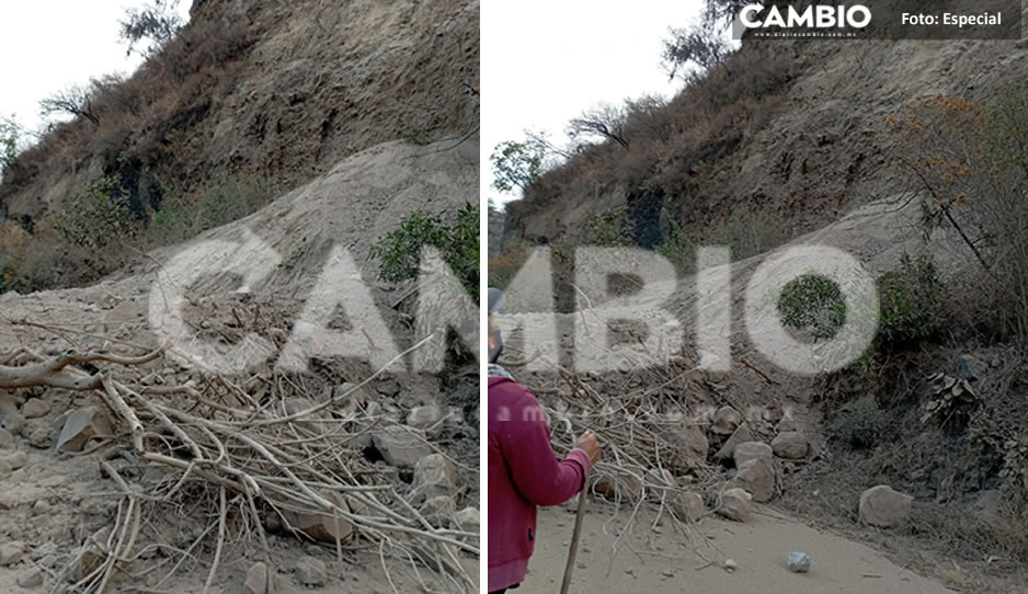 Fuerte lluvia provoca deslave de cerro de Tochimilco; hay cuatro comunidades incomunicadas