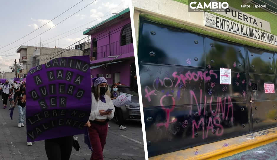 Cientos de mujeres protestan en Tehuacán ante casos de acoso y abuso en escuelas (FOTOS)