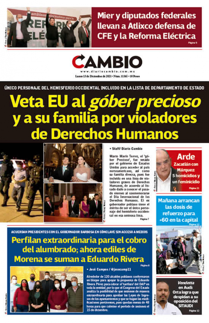 Veta EU al góber precioso y a su familia por violadores de Derechos Humanos