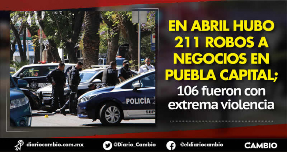 Cada día del mes de abril asaltaron 7 negocios en Puebla capital, segundo mes más violento (FOTOS)