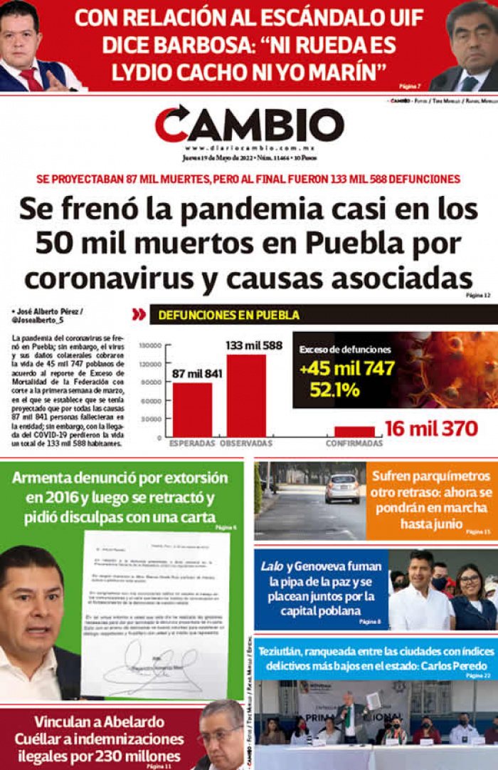 Se frenó la pandemia casi en los 50 mil muertos en Puebla por coronavirus y causas asociadas