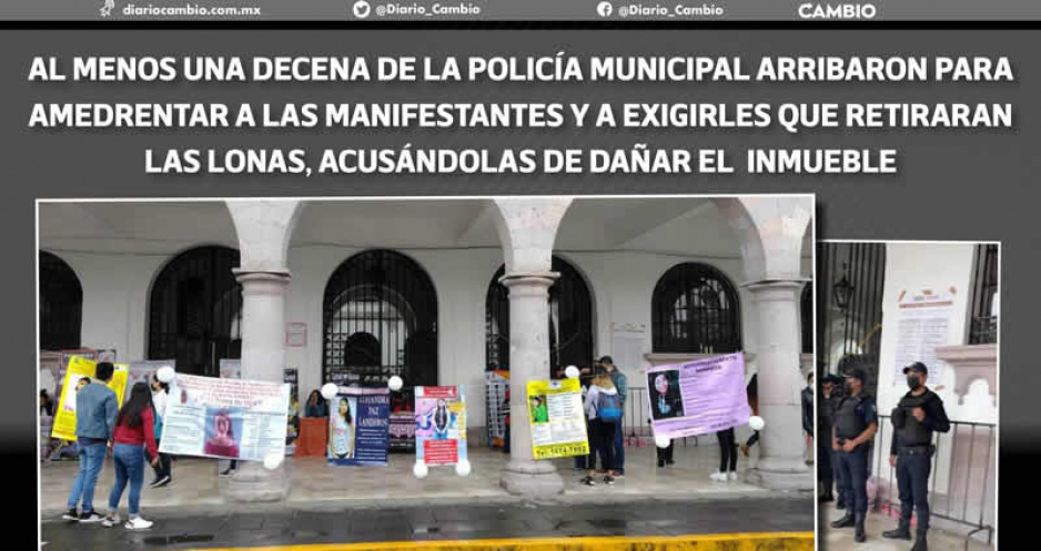 Policías de Peredo amedrentan a mujeres que exigían localización de jóvenes desaparecidas en Teziutlán (VIDEO)