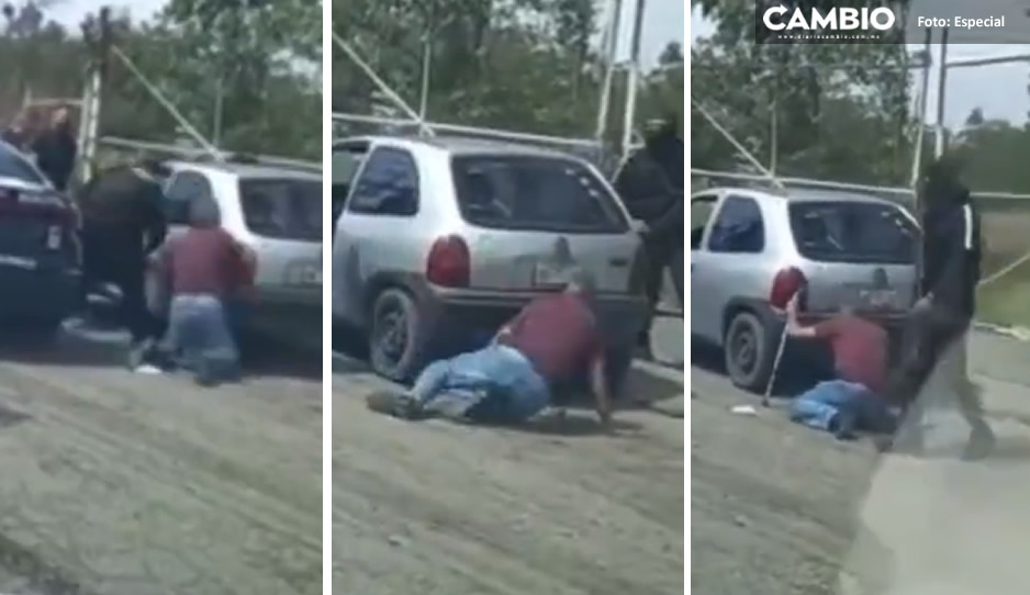¡Infelices! Exhiben a policías golpeando a un abuelito durante un retén (VIDEO)