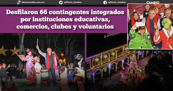 Alegría, luces y colorido, destacaron en el Desfile Navideño 2022 de Huauchinango