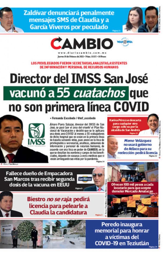 Director del IMSS San José vacunó a 55 cuatachos que no son primera línea COVID