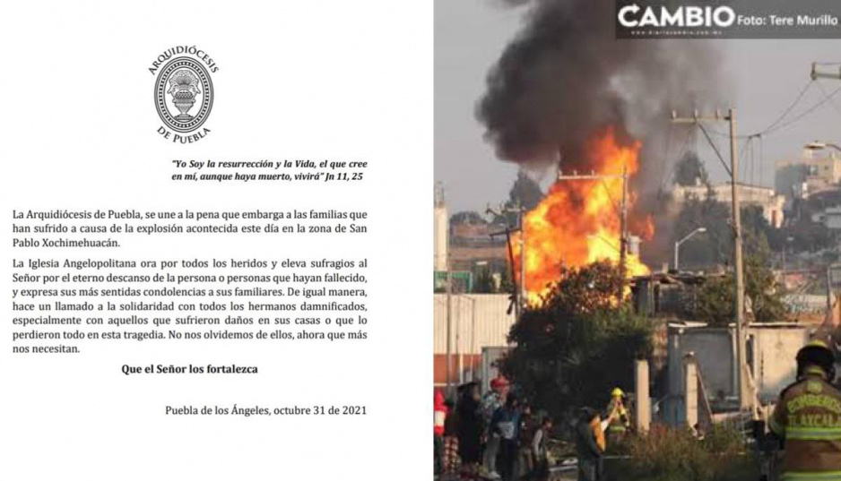 Arquidiócesis de Puebla lamenta tragedia en Xochimehuacán