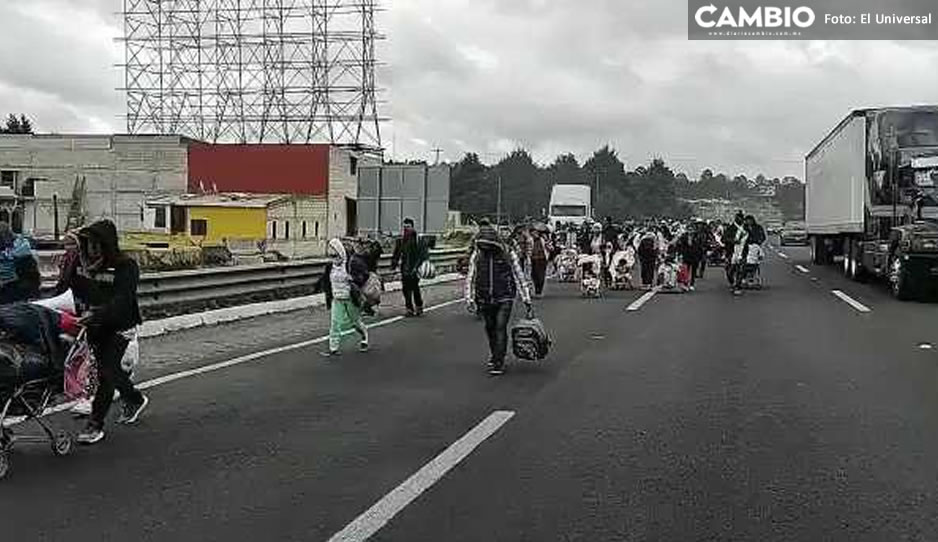 Caravana del migrante desquicia la México-Puebla (VIDEOS)