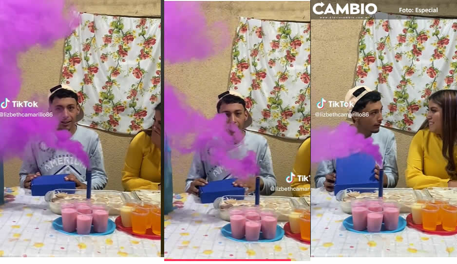 ¡Adiós sonrisa! Joven se entera que será papá con pastel de cumpleaños (VIDEO)