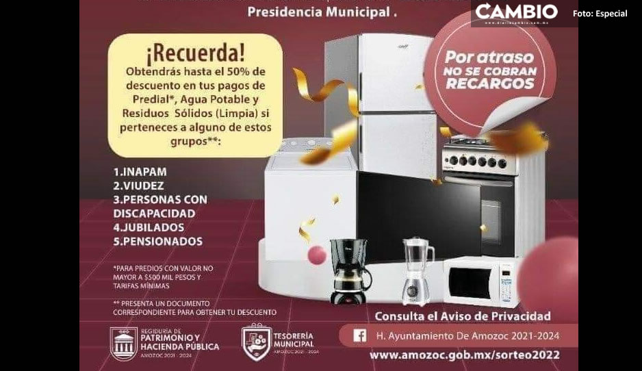 Ponte al corriente y gana; Amozoc anuncia sorteo para contribuyentes cumplidos