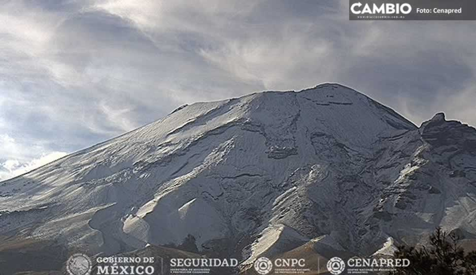 ¡Qué hermoso! Volcán Popocatépetl amanece cubierto de nieve
