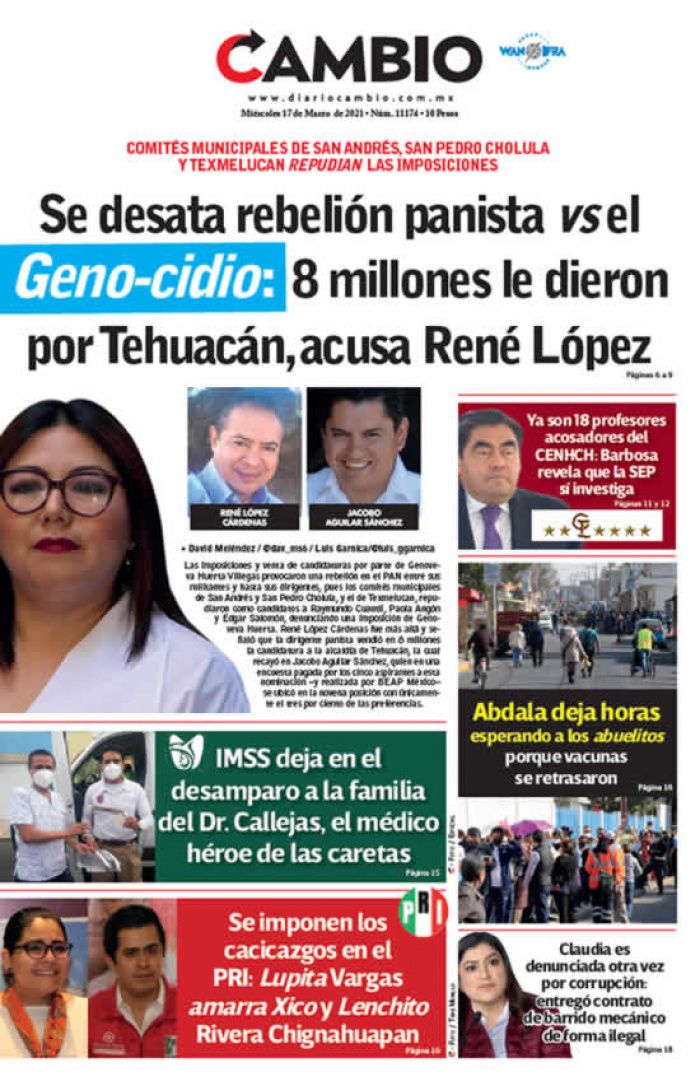 Se desata rebelión panista vs el Geno-cidio : 8 millones le dieron por Tehuacán, acusa René López