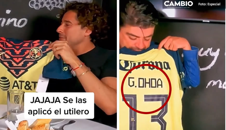 Memo Ochoa hace el oso; regala playera del América al Burro pero con error ortográfico (VIDEO)