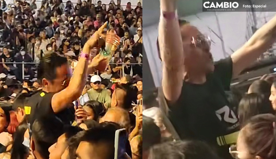 Vendedor de chelas saca sus mejores pasos durante concierto de Bronco en la Feria de Puebla (VIDEO)