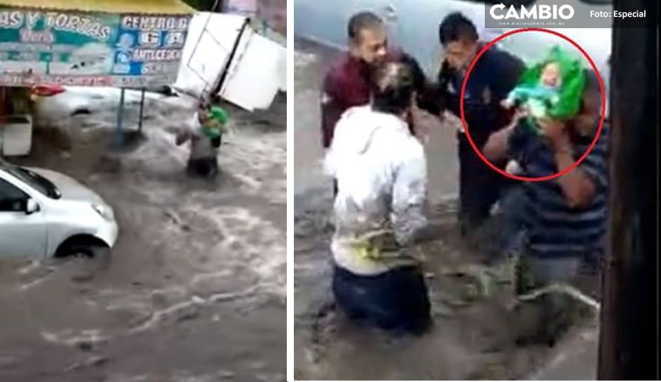 VIDEO: Así rescataron a un bebito de morir ahogado en las fuertes inundaciones de Ecatepec