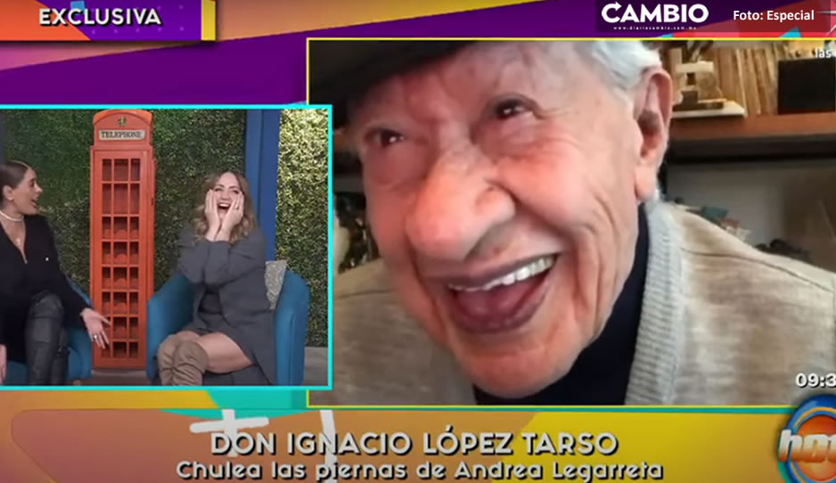 ¡Viejito rabo verde! Ignacio López Tarso le ve las piernas a Andrea Legarreta en plena entrevista (VIDEO)