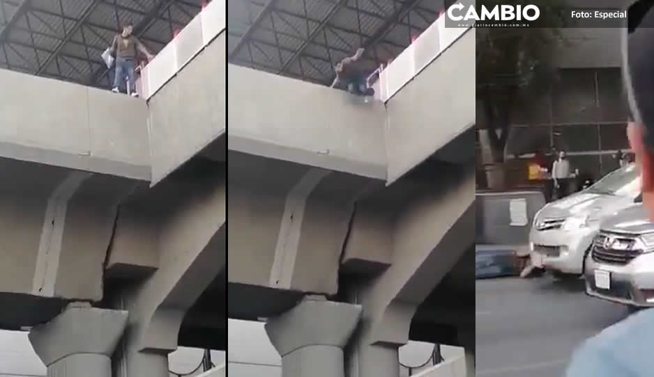 FUERTE VIDEO: Joven se lanza de un puente y sobrevive al caer en el parabrisas de un auto