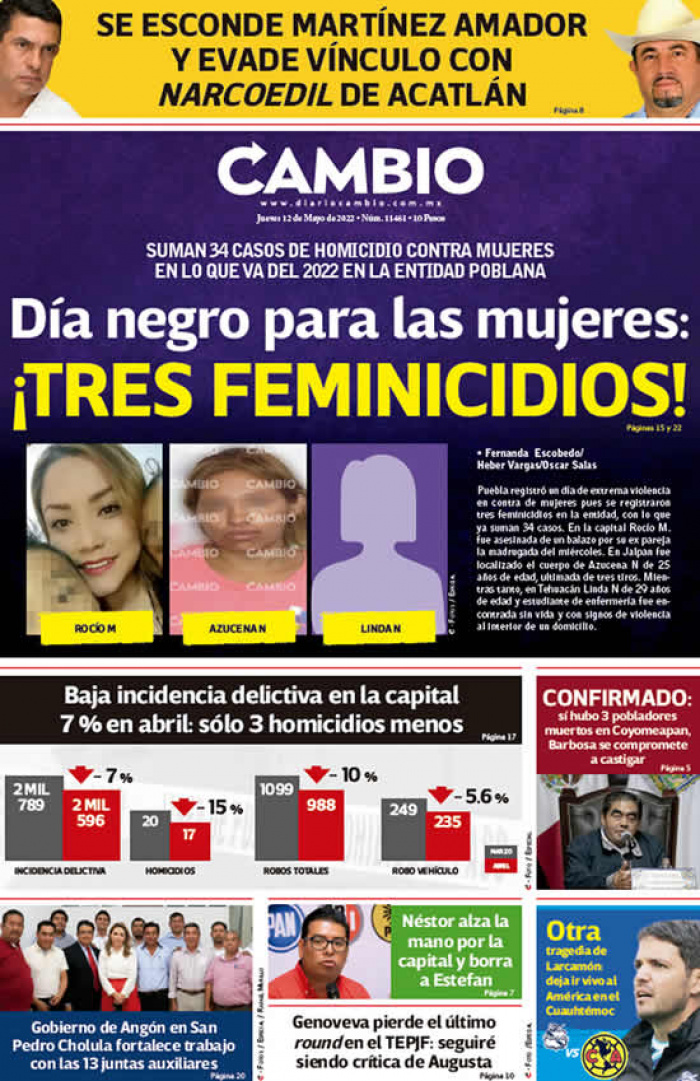 Día negro para las mujeres: ¡TRES FEMINICIDIOS!