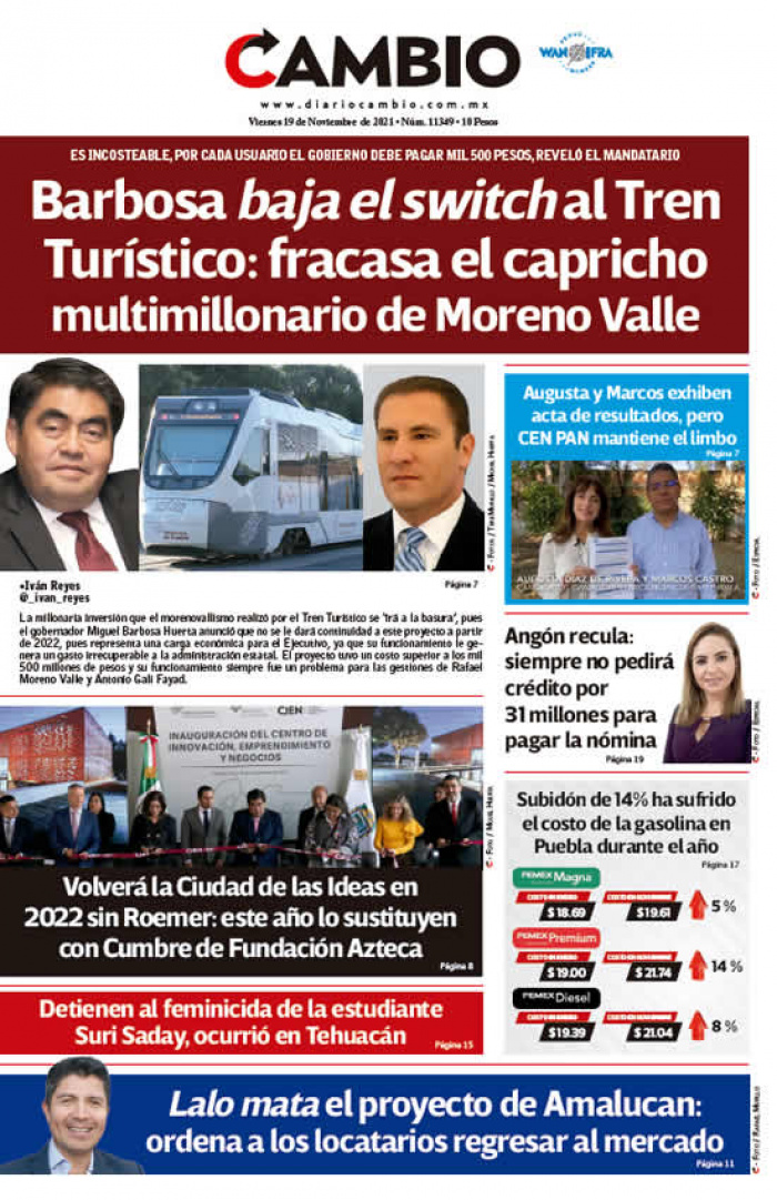 Barbosa baja el switch al Tren Turístico: fracasa el capricho multimillonario de Moreno Valle