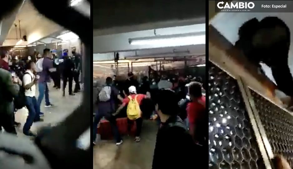 Comerciantes vs policías; batalla campal en Metro Linea A, estación Pantitlán CDMX (VIDEO)