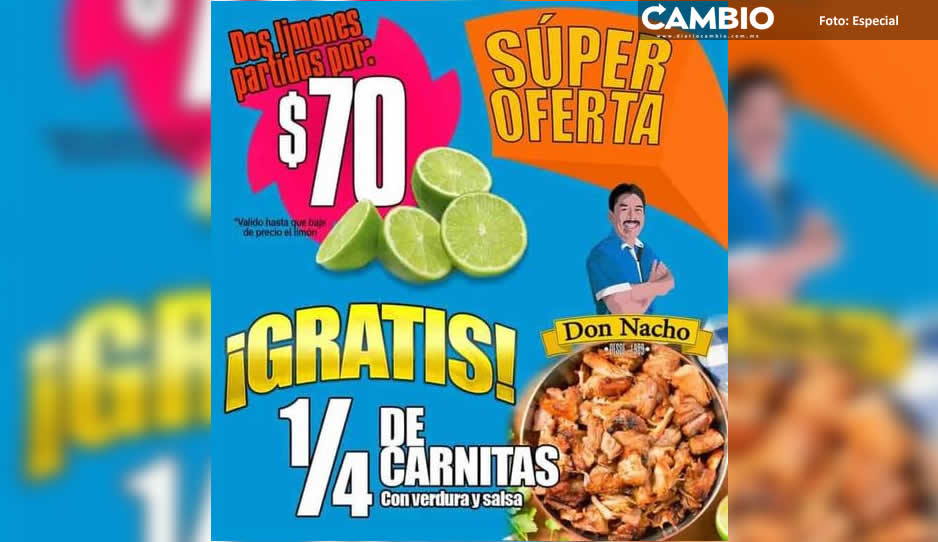 ¡Qué ofertón! Esta taquería te da carnitas GRATIS en la compra de dos limones