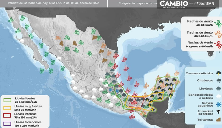 ¡Bienvenido 2022! Prepárate para las lluvias y bajas temperaturas en Puebla