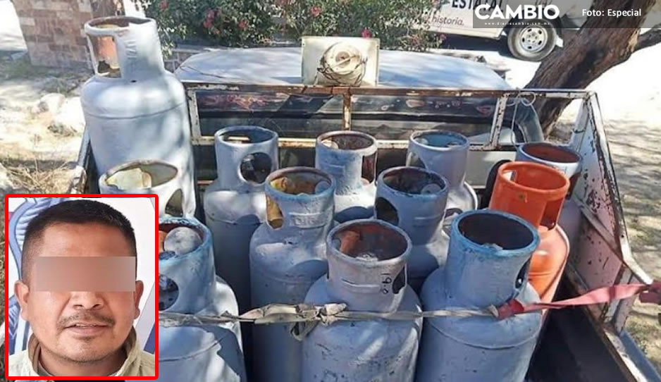 Con 12 cilindros de gas LP, detienen a huachicolero en San José Miahuatlán