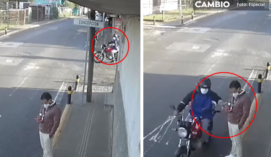 VIDEO: En segundos, motoladrón roba celular a estudiante en Santa Lucía