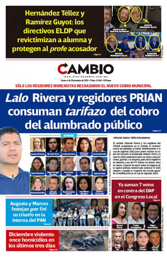 Lalo Rivera y regidores PRIAN consuman tarifazo del cobro del alumbrado público