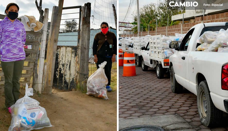 Entregan a familias vulnerables de Cuautlancingo paquetes alimentarios del programa “Puebla Contigo”