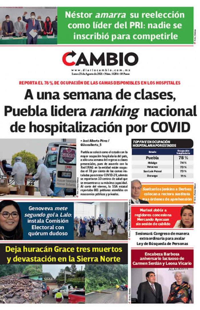 A una semana de clases, Puebla lidera ranking nacional de hospitalización por COVID