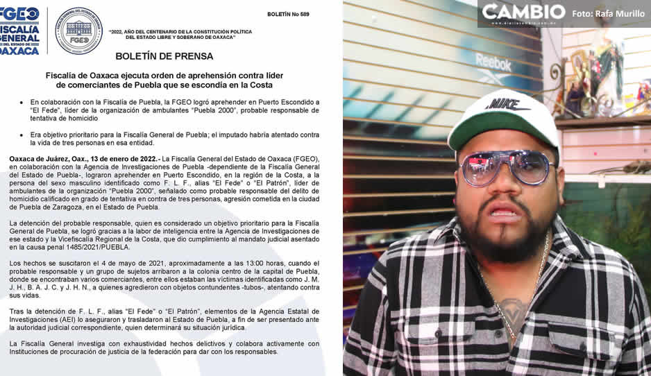 El Fede se escondía en la costa tras ser acusado de homicidio; revela la Fiscalía de Oaxaca