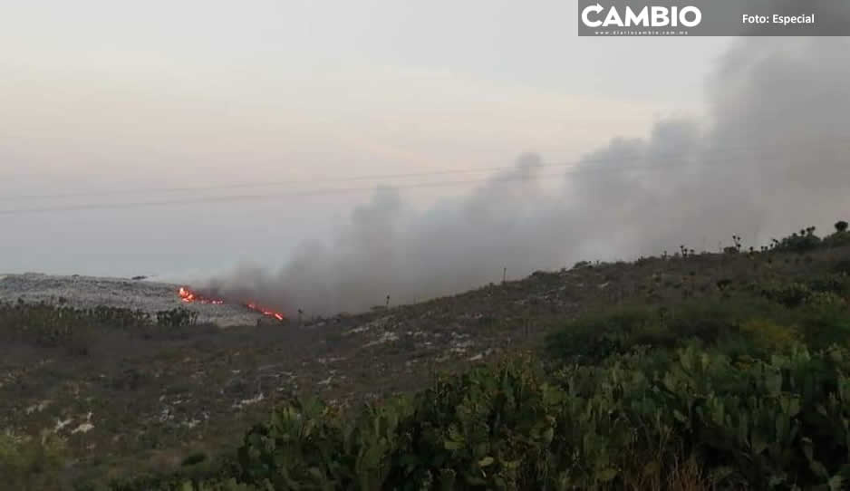 Incontrolable el incendio en el basurero de Tehuacán: siniestro se extiende por quinto día