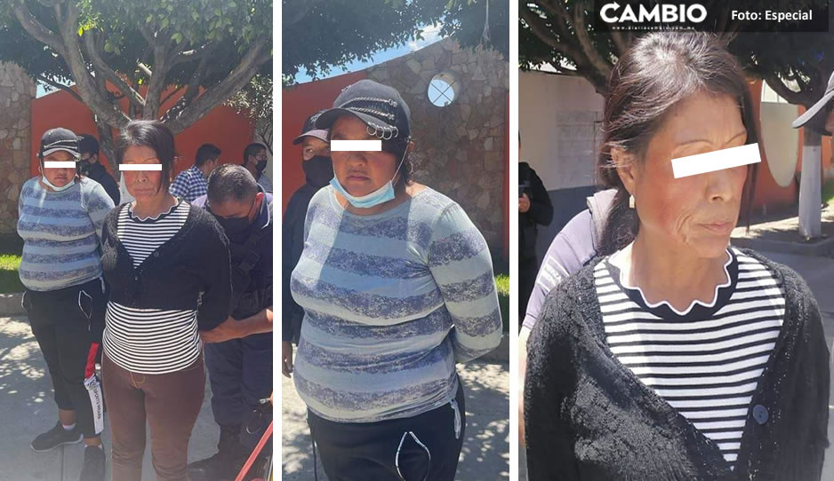 Sorprenden a farderas robando en la Central de Abasto de Huixcolotla; fueron detenidas