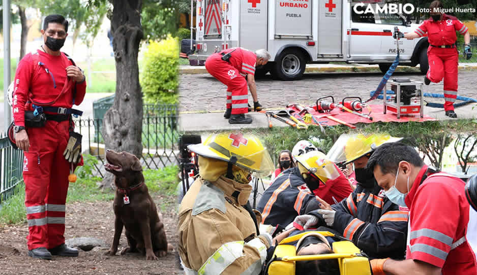 Cruz Roja realiza exhibición para mostrar cómo operan en sus intervenciones de rescate