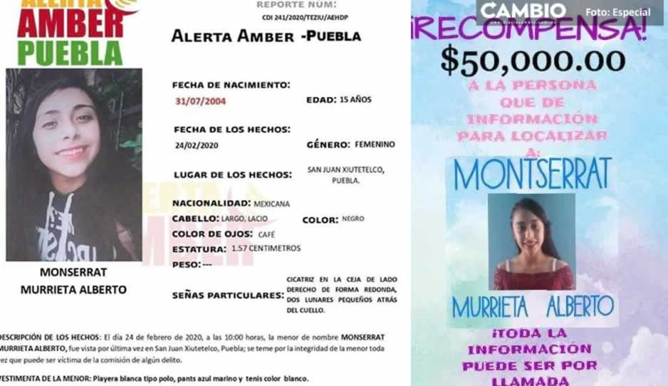 Papá de Montserrat Murrieta desaparecida en Xiutetelco ofrece recompensa de 50 mil pesos