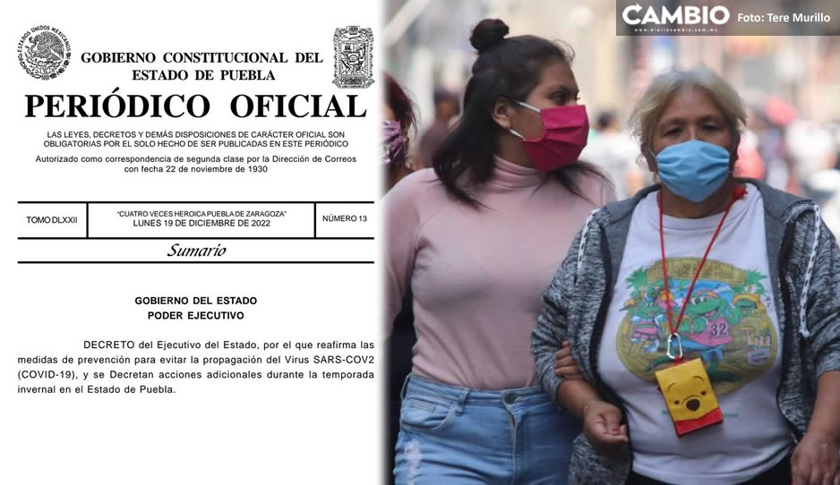 Gobierno de Puebla publica decreto con las medidas de prevención vs Covid