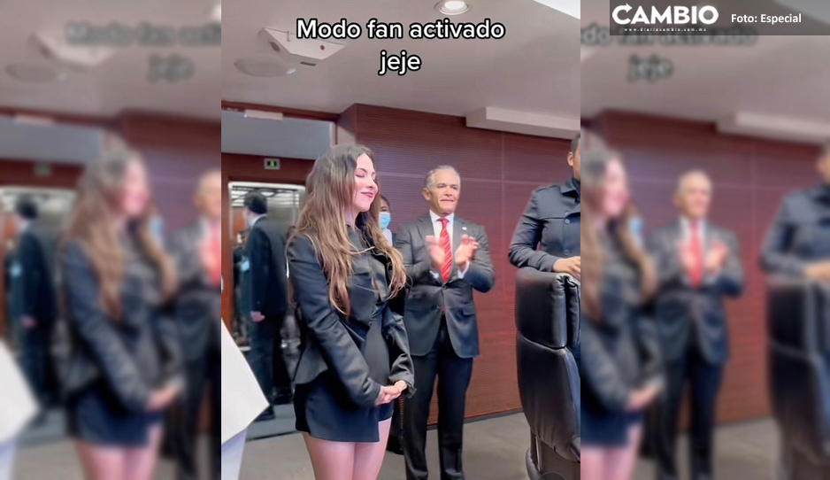 Miguel Mancera le sale lo fan; se desvive por Paty Cantú en el Senado (VIDEO)
