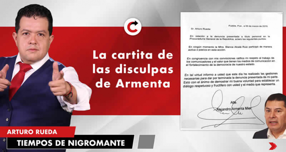 La cartita de las disculpas de Armenta